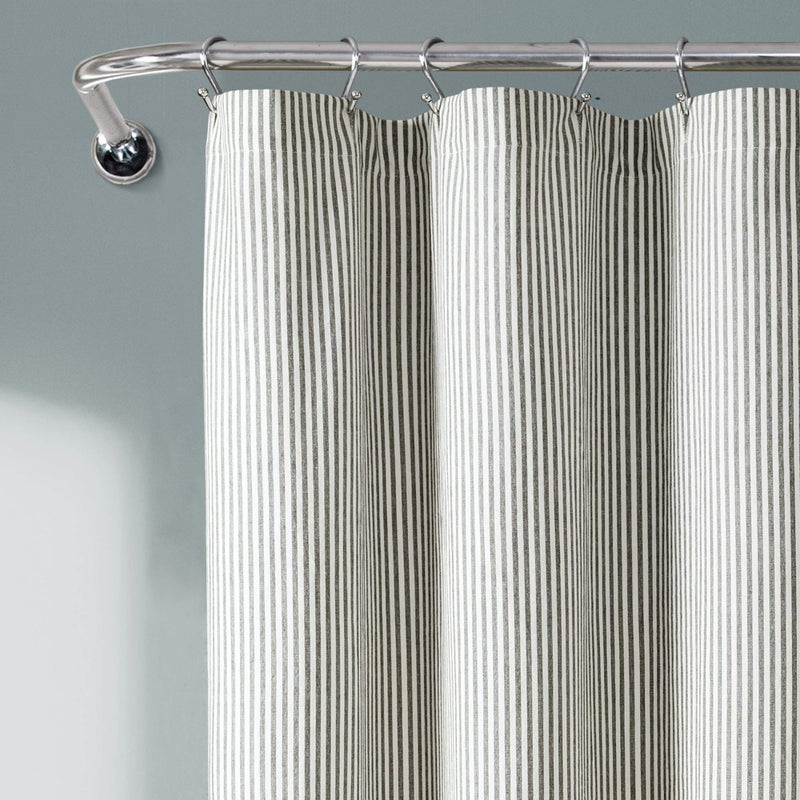 Lush Decor Vintage Stripe Yarn Dyed Cotton Shower Curtain, 72" x 72", Gray - Image 3